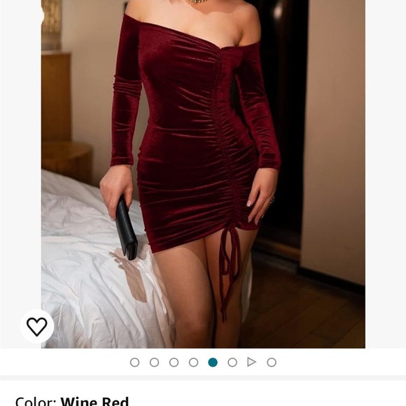 Velvet off shoulder dress size large - Picture 6 of 8